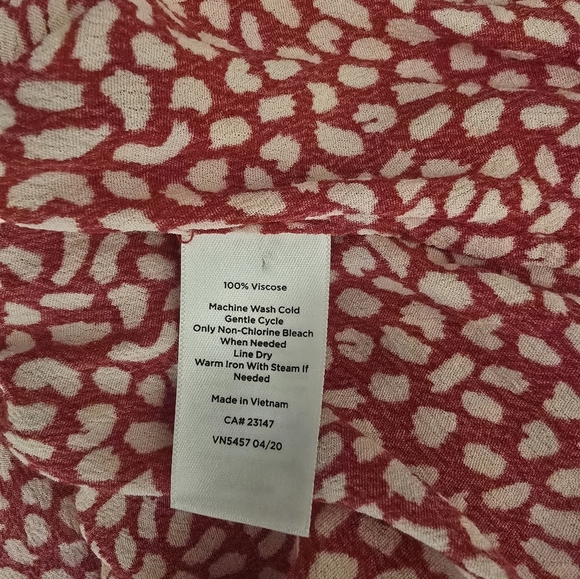 Talbots MP Red White Printed Wrap Blouse with Side Te - Picture 5 of 13